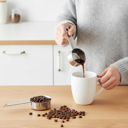 4 Pcs 1/4 Cup Measuring Cup, 60 ml Stainless Steel Measuring Cups Inner Scale Metal Liquid Measure Scoop 2 oz Cups for Coffee, Cooking, Baking, Kitchen Wet and Dry Ingredients, Dishwasher Safe