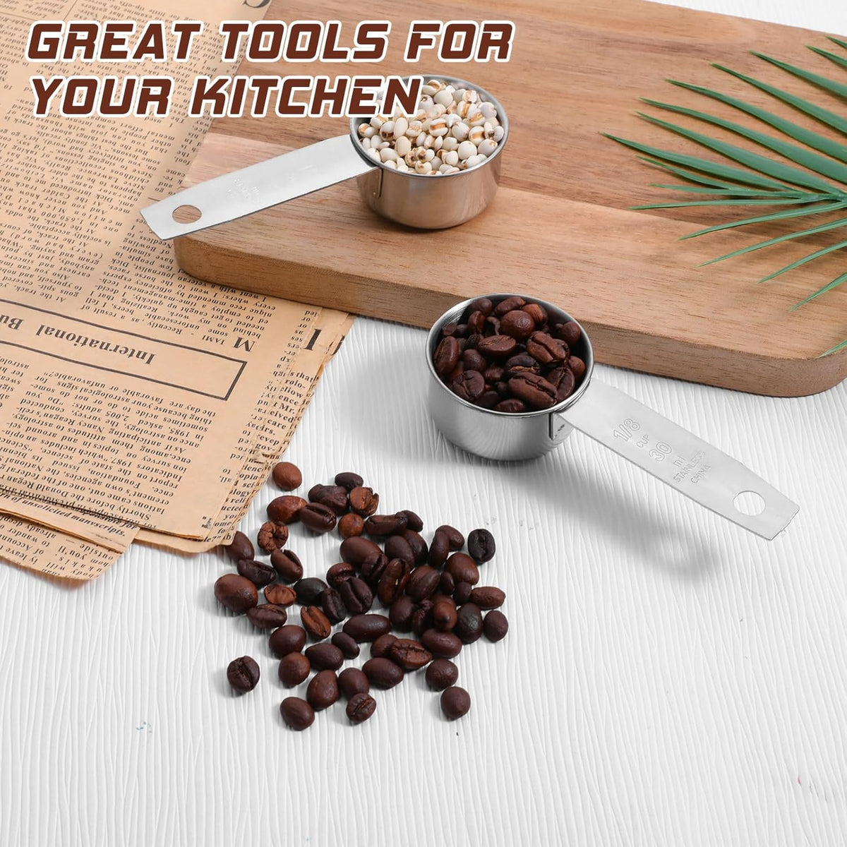 4 Pcs 1/4 Cup Measuring Cup, 60 ml Stainless Steel Measuring Cups Inner Scale Metal Liquid Measure Scoop 2 oz Cups for Coffee, Cooking, Baking, Kitchen Wet and Dry Ingredients, Dishwasher Safe