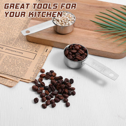 4 Pcs 1/4 Cup Measuring Cup, 60 ml Stainless Steel Measuring Cups Inner Scale Metal Liquid Measure Scoop 2 oz Cups for Coffee, Cooking, Baking, Kitchen Wet and Dry Ingredients, Dishwasher Safe