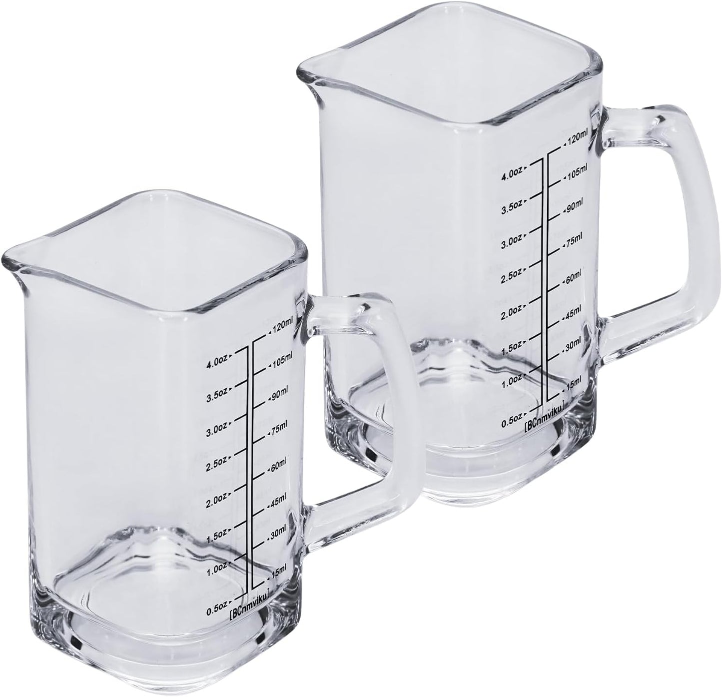 1Pc Shot Glass Measuring Cup, 4 OZ Espresso Shot Cups with Handle and V-Shaped Spout, Small Glass Measuring Cup with Thick Bottom for Baking Cocktail and Coffee (1, Red)