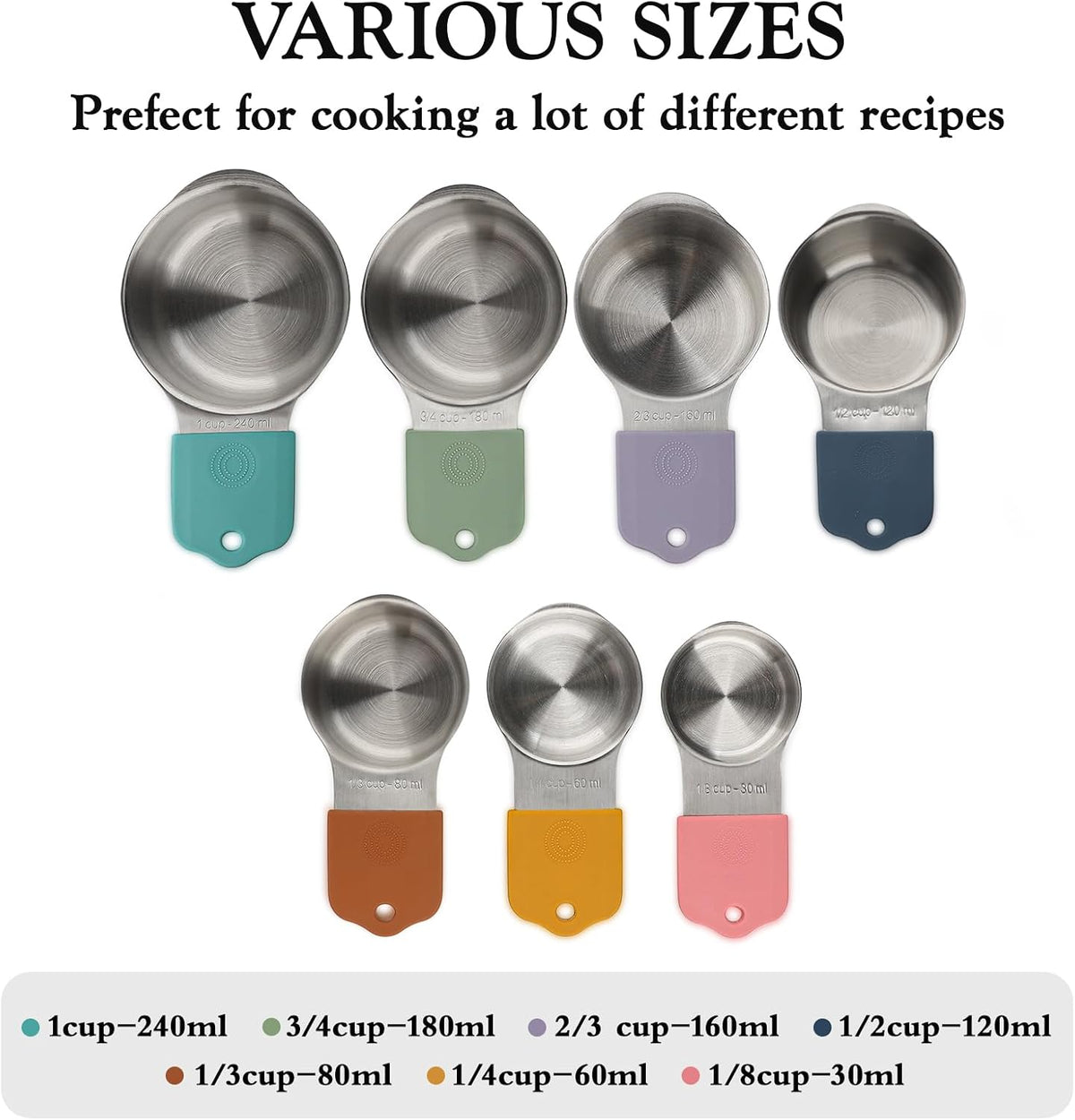 Magnetic Measuring Set of 7 Stainless Steel Magnetic Measuring Cups Set