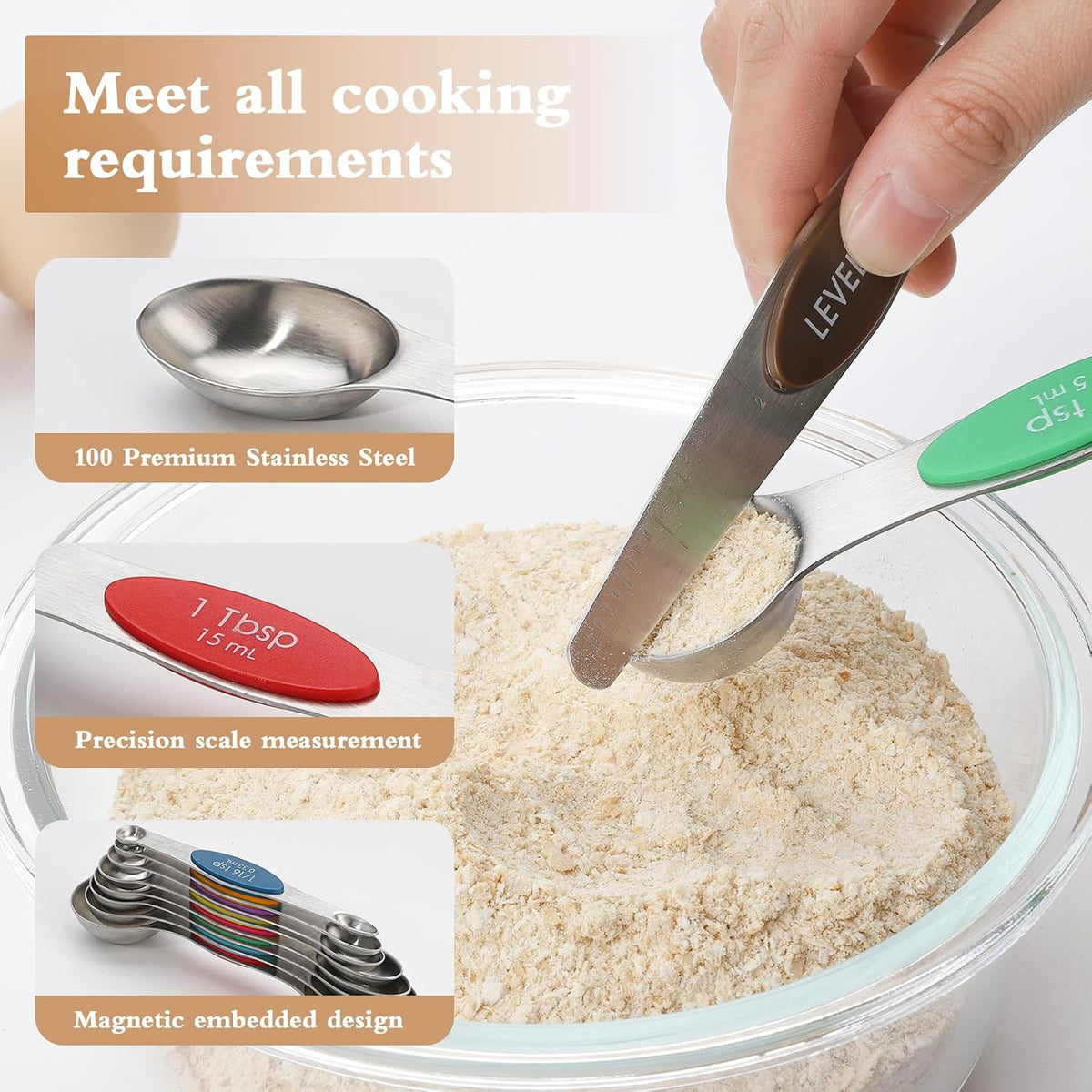 Magnetic Measuring Set of 7 Stainless Steel Magnetic Measuring Cups Set