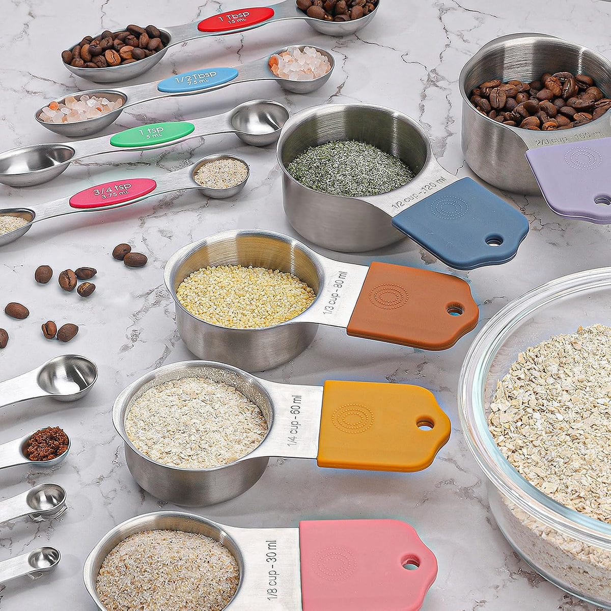 Magnetic Measuring Set of 7 Stainless Steel Magnetic Measuring Cups Set