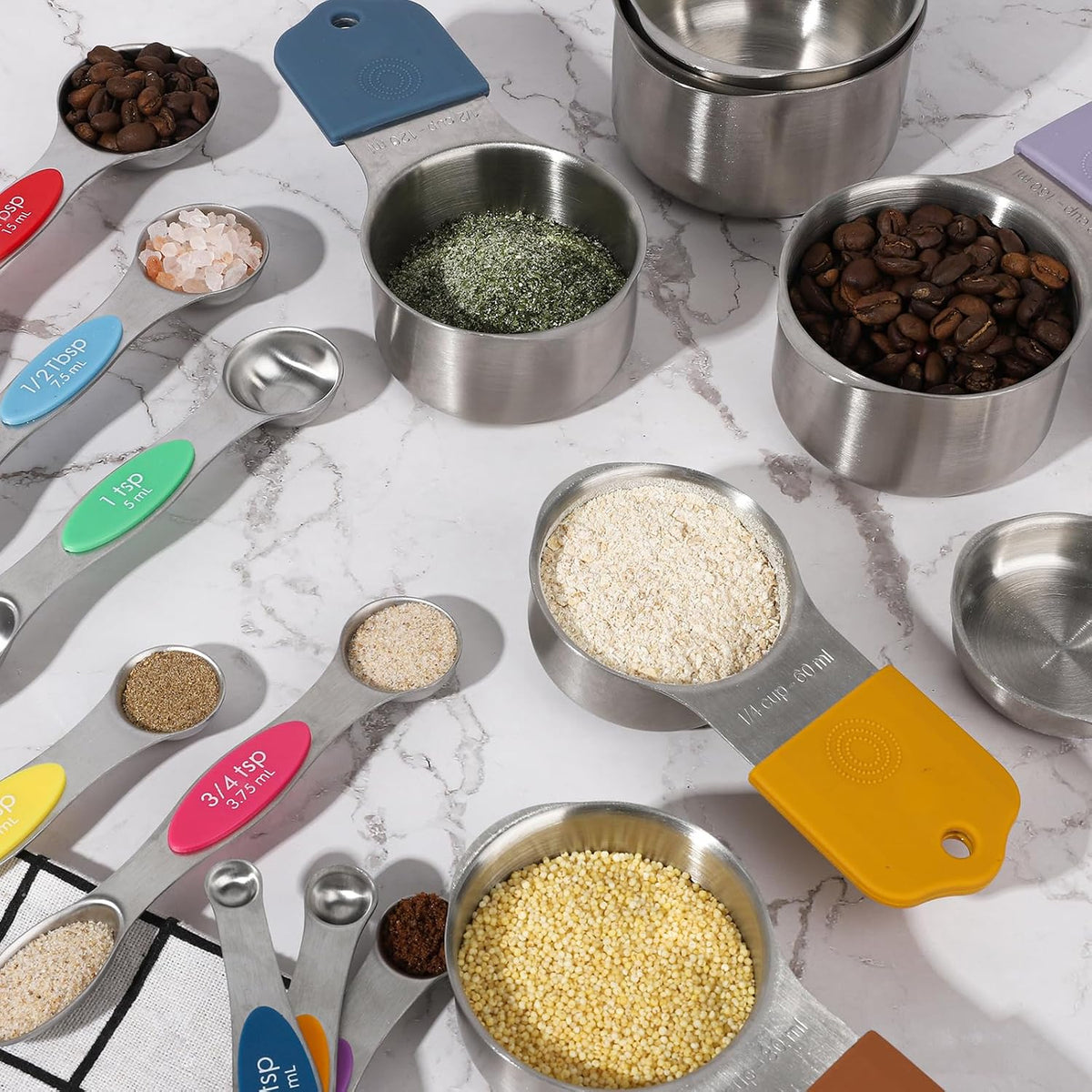 Magnetic Measuring Set of 7 Stainless Steel Magnetic Measuring Cups Set