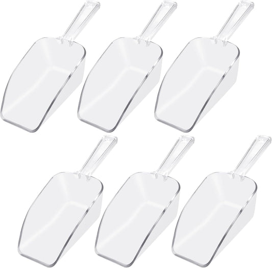 6 PCS Clear Plastic Ice Scoop(7.6 Inch) for Freezer Food Coffee Popcom Flour Dry Goods Simple Mini Ice Cube Shovel Scoopers Laundry Spoons Freezer Bucket Bin Containers Maker Machine Kitchen Pick