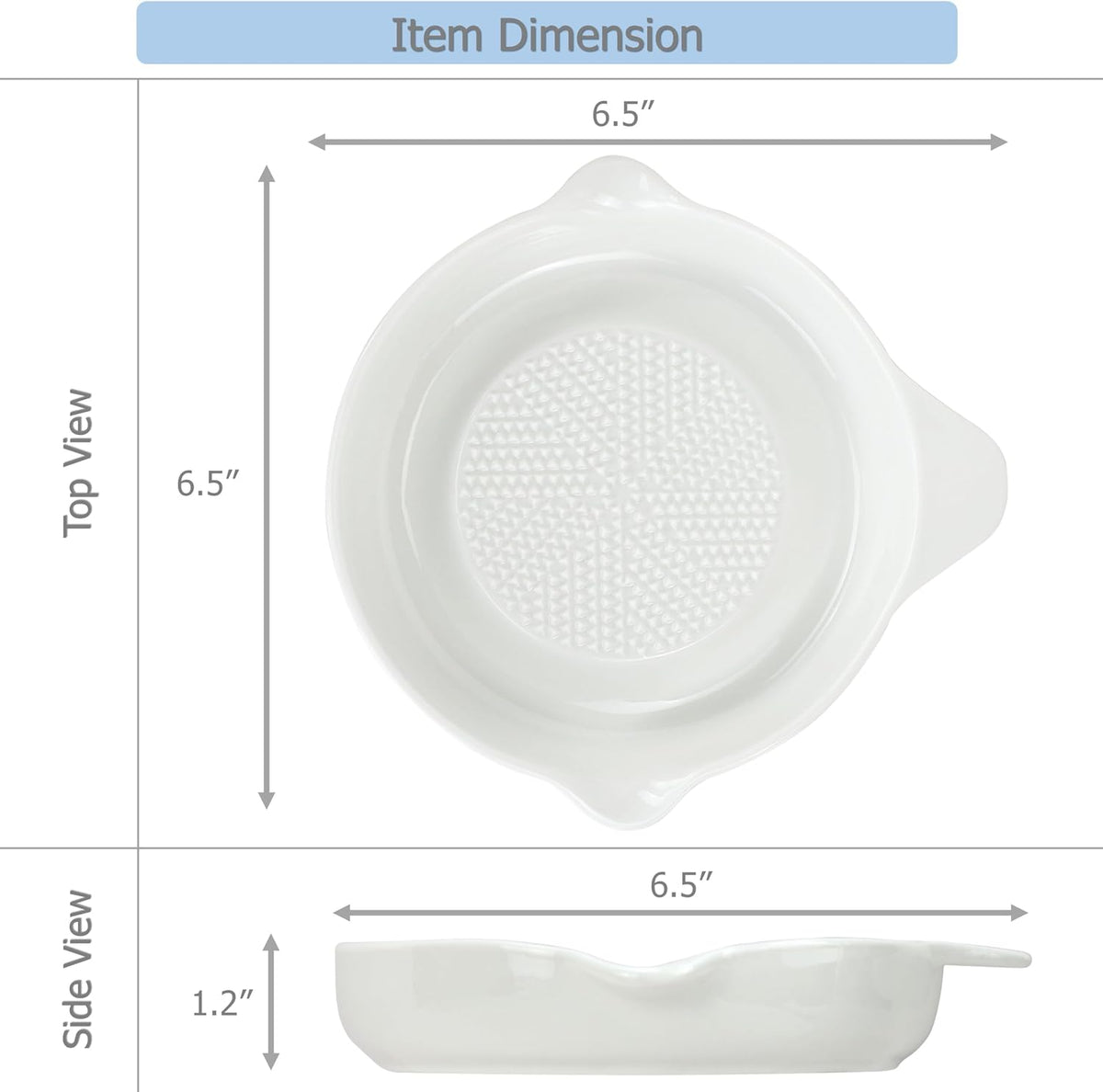 Ceramic Ginger Grater Plate, Grinding Dish, Kitchen Cooking Prep Tool