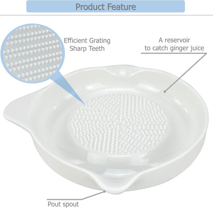 Ceramic Ginger Grater Plate, Grinding Dish, Kitchen Cooking Prep Tool
