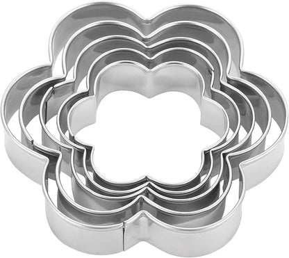 Flower Cookie Cutters Stainless Steel.,5-Pack–2.05"-3.74"