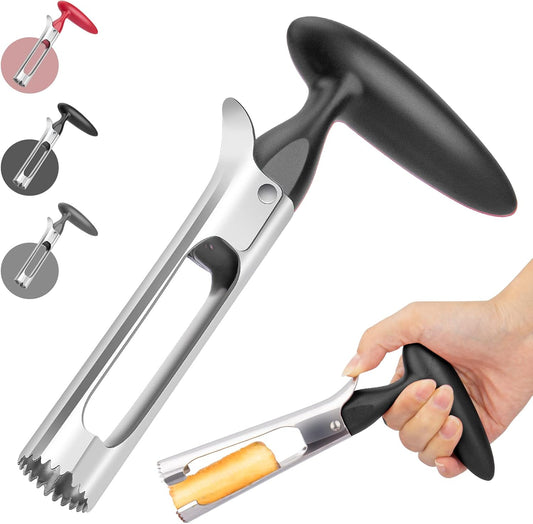 Apple Corer, Premium Stainless Steel Apple Corer Tool,Sturdy Ergonomic Handle, Easy to Use and Clean, Durable,Remover for Pears, Bell Peppers, Fuji, Honeycrisp, Pink Lady Apples (black)