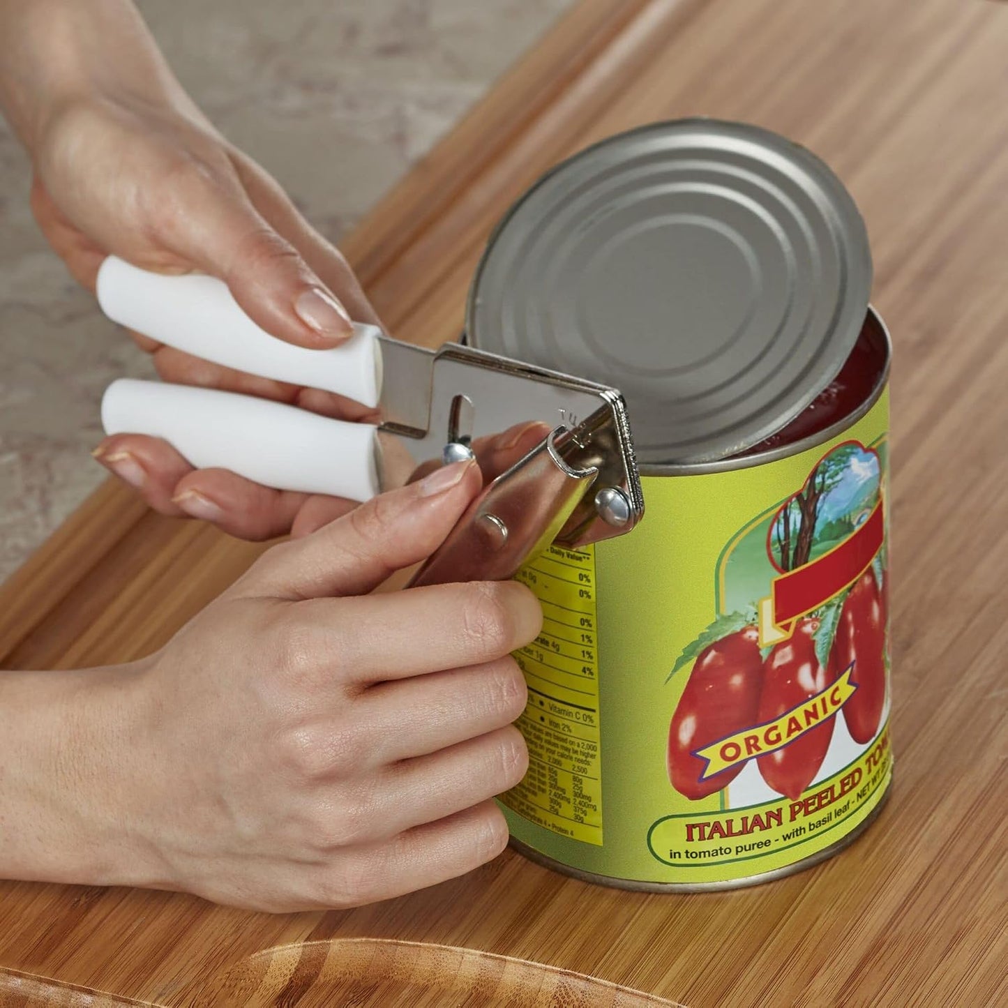 Can Opener Manual, Smooth Edge Handheld Can Opener for Kitchen, Durable Gear Drive Mechanism, Comfortable Grip Handle, Easy Turn Knob - Compact Design for Home and Camping Use