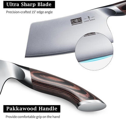 Cleaver Knife 7 Inch, Ultra Sharp Vegetable Meat Chopper Knife | Japanese High Carbon Steel Chopper Butcher Knife, Multifunction Cooking Knife for Home Kitchen and Restaurant