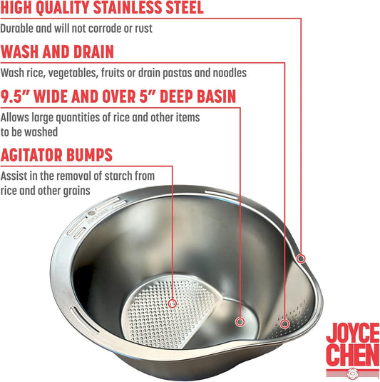 Stainless Steel Rice Strainer Bowl Rice Washer Colander