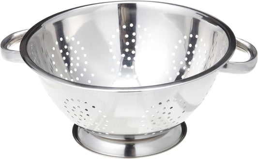 Heavy Duty Stainless Steel Colander 5 Qt | Easy Grip Handles | Self-Draining Base | Mirror Polished | Dishwasher Safe | Pack of 1