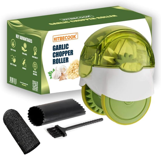 Garlic Chopper Roller Set with Peeler and Cleaning Brush - Effortless Garlic Mincing