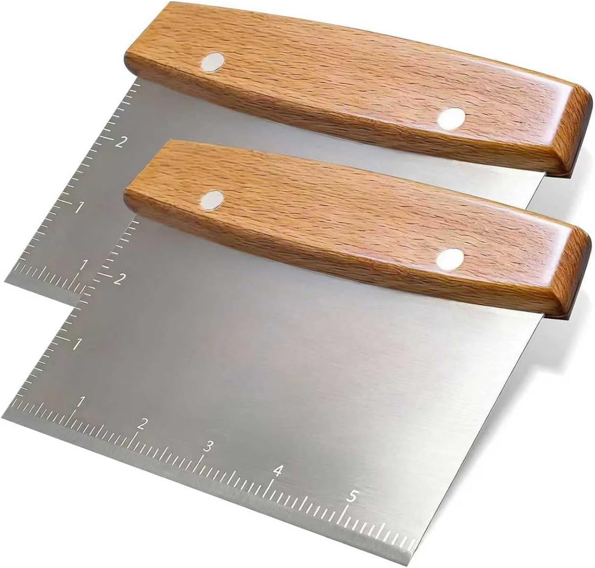 Professional Dough Cutter & Bench Scraper - Ultimate Dough Scraper Tool with Stainless Steel Blade & Wood Handle (2)