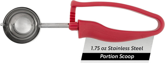 Ice Cream Scoop 1 Case 1.4 oz Stainless Steel Portioner Commercial Kitchen Tool Comfortable Grip Dishwasher-Safe Ambidextrous Handle