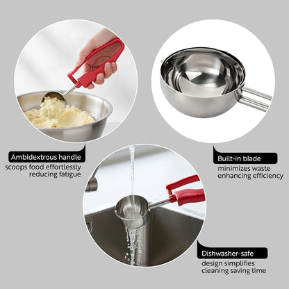 Ice Cream Scoop 1 Case 1.4 oz Stainless Steel Portioner Commercial Kitchen Tool Comfortable Grip Dishwasher-Safe Ambidextrous Handle