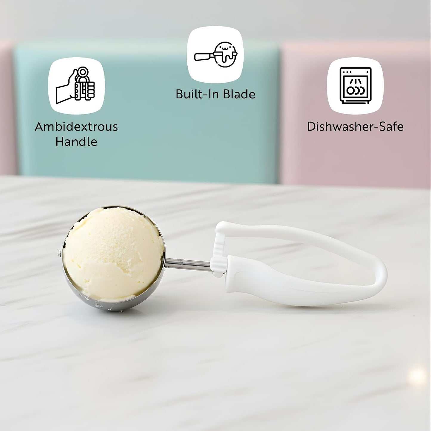 Ice Cream Scoop 1 Case 1.4 oz Stainless Steel Portioner Commercial Kitchen Tool Comfortable Grip Dishwasher-Safe Ambidextrous Handle