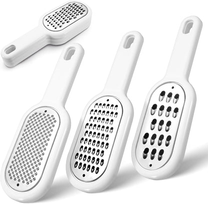 3 Pack Hand Held Cheese Grater for Kitchen Stainless Steel, Small Stackable Storage Zester Grater with Handle for Cheese Lemon Ginger Nutmeg Garlic Citrus Potato