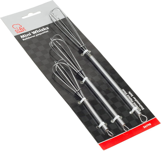 Classic Mini Sturdy Whisk, 5.5, 7, and 9 inch 3 piece set, Chrome