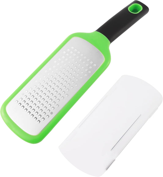 Handheld Cheese Grater, Stainless Steel Lemon Citrus Peeler, Flat Handheld Slicer for Cheese, Lemon, Chocolate and Spices/Crude Hole (Green)