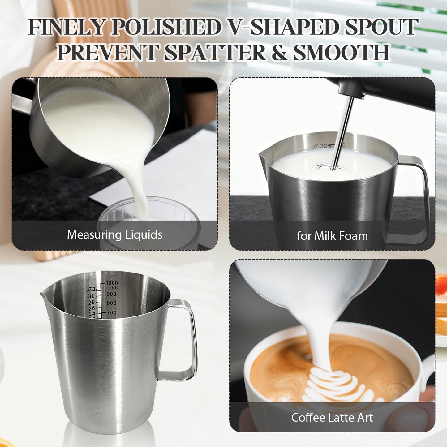 Stainless Steel Measuring Cups, 700ml 24oz Metal Measuring Cup with Handle, Dual Scale Marking (ML & OZ), Large Mouth Easy Pour, Dishwasher & Freezer Safe for Baking, Cooking, Liquid Measurement