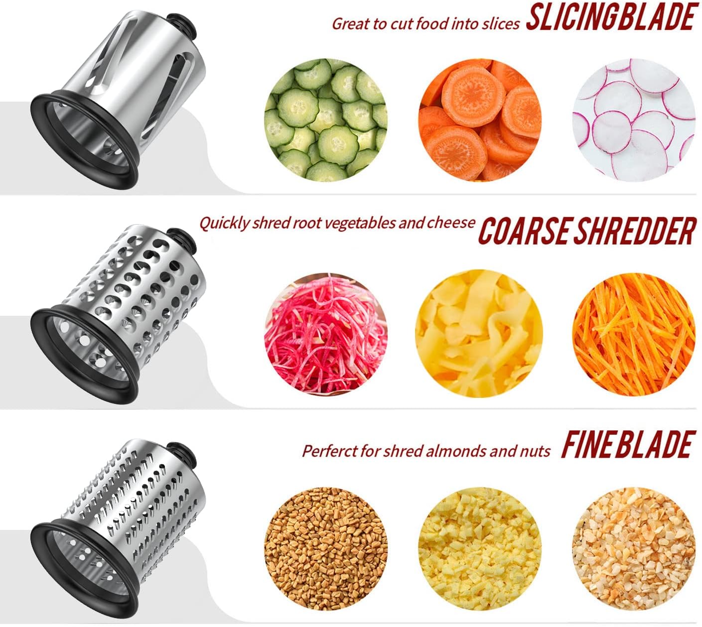Slicer Shredder Attachment for KitchenAid Stand Mixers,Food Processor | Cheese Shredder with 3 Stainless Steel Blades, Cheese Grater Attachment for KitchenAid Stand Mixer, Easy Clean