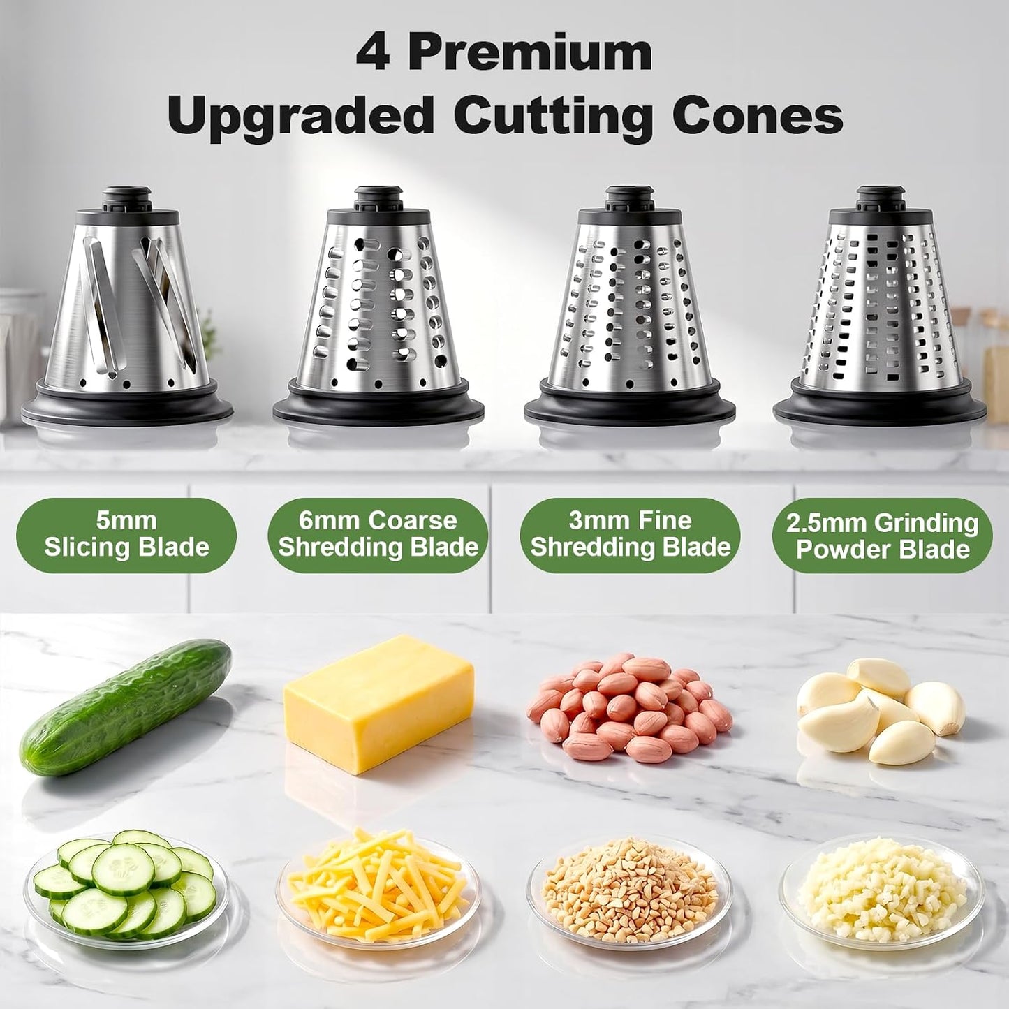 Slicer Shredder Attachment for KitchenAid Stand Mixers,Food Processor | Cheese Shredder with 3 Stainless Steel Blades, Cheese Grater Attachment for KitchenAid Stand Mixer, Easy Clean