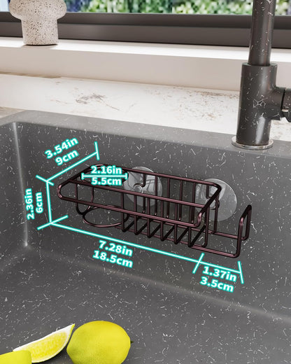 4 in 1 Sink Caddy Sponge Holder, SUS304 Stainless Steel Kitchen Brush Holder and Dish Cloth Hanger, Kitchen Organizers and Storage Essentials - Silver
