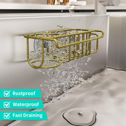 4 in 1 Sink Caddy Sponge Holder, SUS304 Stainless Steel Kitchen Brush Holder and Dish Cloth Hanger, Kitchen Organizers and Storage Essentials - Silver