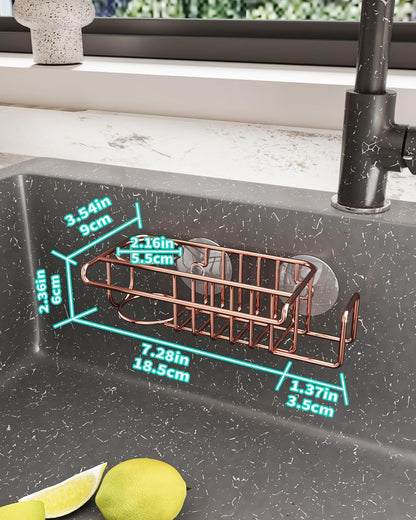 4 in 1 Sink Caddy Sponge Holder, SUS304 Stainless Steel Kitchen Brush Holder and Dish Cloth Hanger, Kitchen Organizers and Storage Essentials - Silver