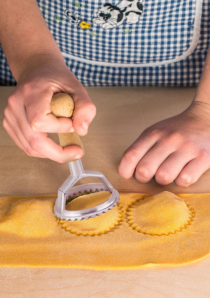 Ravioli Maker Stamp With Wooden Handle, Fluted Heart Shape, For Homemade Pasta, Cookies, Everyday Meals, And Holidays, 2.5-Inch