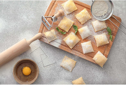Ravioli Maker Stamp With Wooden Handle, Fluted Heart Shape, For Homemade Pasta, Cookies, Everyday Meals, And Holidays, 2.5-Inch