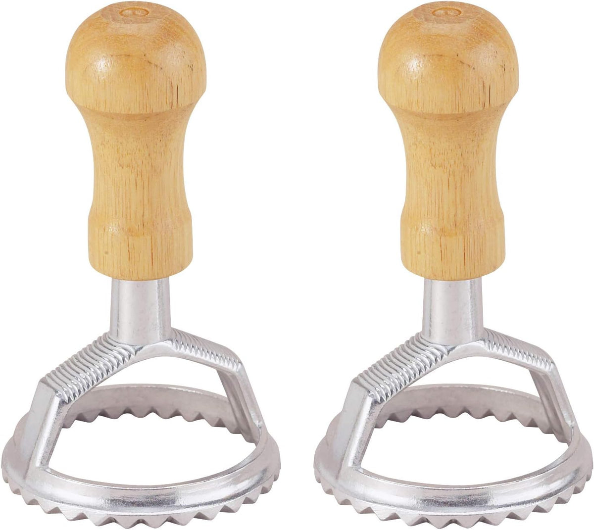 Ravioli Maker Stamp With Wooden Handle, Fluted Heart Shape, For Homemade Pasta, Cookies, Everyday Meals, And Holidays, 2.5-Inch