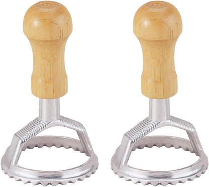 Ravioli Maker Stamp With Wooden Handle, Fluted Heart Shape, For Homemade Pasta, Cookies, Everyday Meals, And Holidays, 2.5-Inch