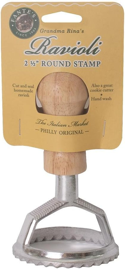 Ravioli Maker Stamp With Wooden Handle, Fluted Heart Shape, For Homemade Pasta, Cookies, Everyday Meals, And Holidays, 2.5-Inch