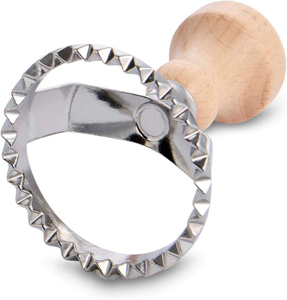 Ravioli Maker Stamp With Wooden Handle, Fluted Heart Shape, For Homemade Pasta, Cookies, Everyday Meals, And Holidays, 2.5-Inch