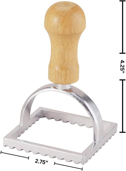 Ravioli Maker Stamp With Wooden Handle, Fluted Heart Shape, For Homemade Pasta, Cookies, Everyday Meals, And Holidays, 2.5-Inch