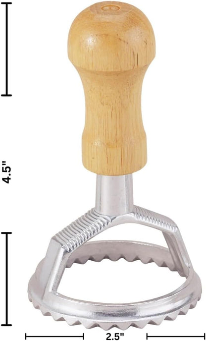 Ravioli Maker Stamp With Wooden Handle, Fluted Heart Shape, For Homemade Pasta, Cookies, Everyday Meals, And Holidays, 2.5-Inch
