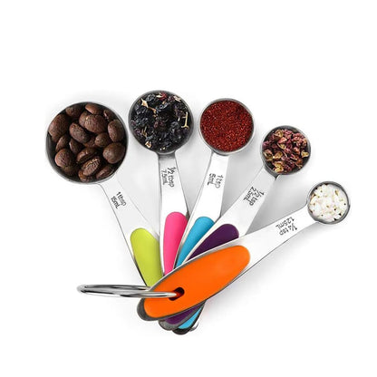 Magnetic Measuring Spoons Set, 9-Piece Stainless Steel with Leveler, Stackable Double-Sided Spoons, Black
