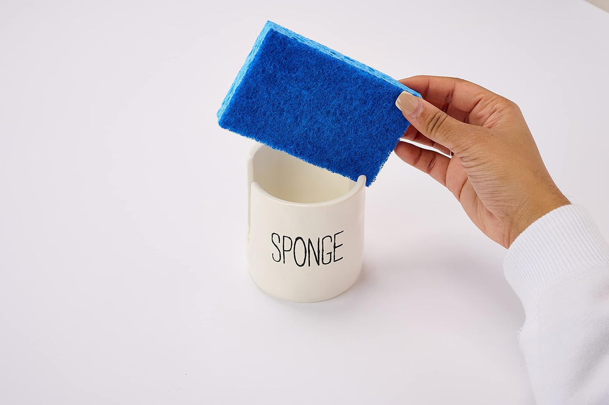 Kitchen Dish Sponge Holder Caddy, Off White