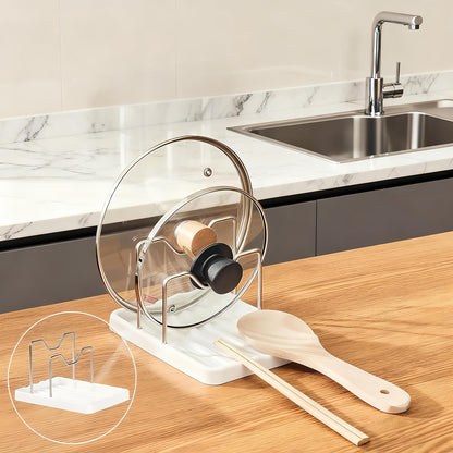Spoon Rest & Pot Lid Holder - 2-in-1 Kitchen Cooking Tool Rack for Counter & Stove Top - Lid Holder While Cooking, Multifunctional Organizer