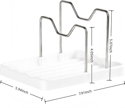 Spoon Rest & Pot Lid Holder - 2-in-1 Kitchen Cooking Tool Rack for Counter & Stove Top - Lid Holder While Cooking, Multifunctional Organizer