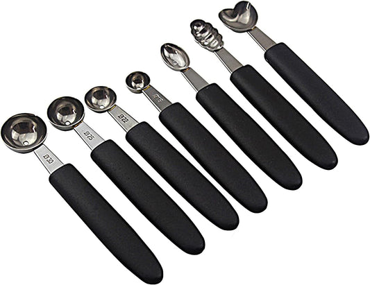 7Pcs Melon Baller Scoop Set, Stainless Steel Ball Spoon, Smooth Round Melon Balls Melon Scoop, Watermelon Cantaloupe Scooper for Watermelon, Ice Cream, Fruits, Sorbet(#1)