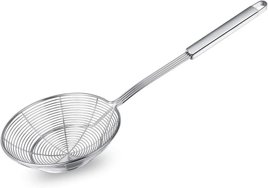 Spider Strainer Skimmer, Stainless Steel Asian Strainer Ladle Frying Spoon with Handle for Kitchen Deep Fryer, Pasta, Spaghetti, Noodle, 5.5 Inch