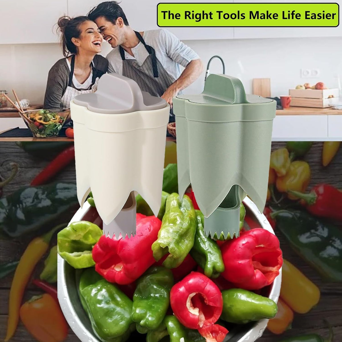 New Upgrade Deseeder for Pepper,Tomato,Apple-Efficient Kitchen Prep Tool
