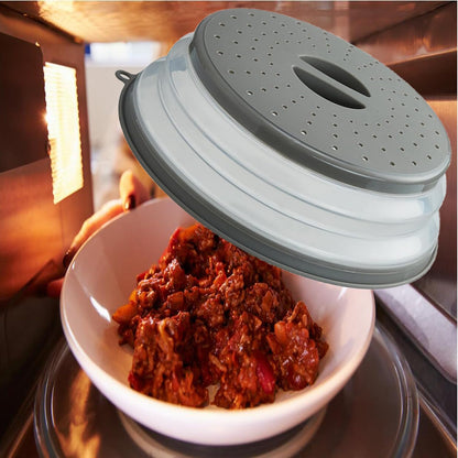 Microwave Splatter Cover Vented for Food, Splatter Guard & Colander Kitchen Gadget for Fruit Vegetables Microwave Plate Cover with Hook Hole,Dishwasher-Safe,BPA-Free Silicone & Plastic