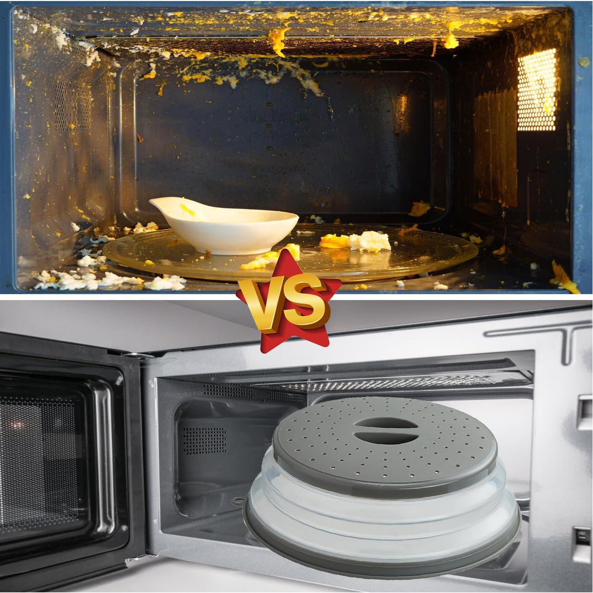 Microwave Splatter Cover Vented for Food, Splatter Guard & Colander Kitchen Gadget for Fruit Vegetables Microwave Plate Cover with Hook Hole,Dishwasher-Safe,BPA-Free Silicone & Plastic