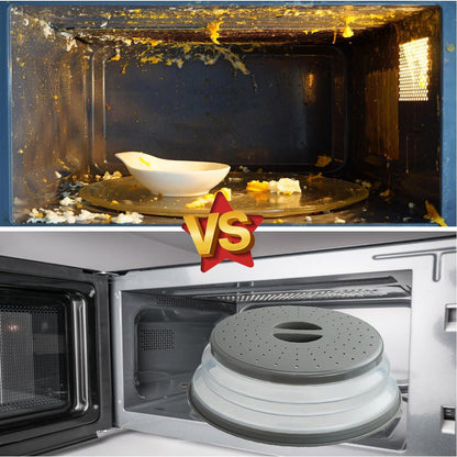 Microwave Splatter Cover Vented for Food, Splatter Guard & Colander Kitchen Gadget for Fruit Vegetables Microwave Plate Cover with Hook Hole,Dishwasher-Safe,BPA-Free Silicone & Plastic