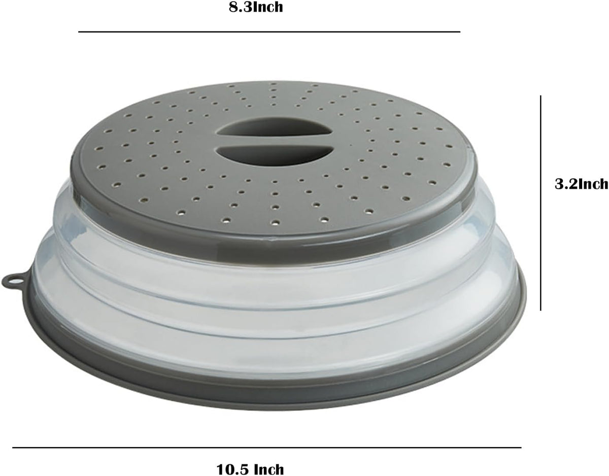 Microwave Splatter Cover Vented for Food, Splatter Guard & Colander Kitchen Gadget for Fruit Vegetables Microwave Plate Cover with Hook Hole,Dishwasher-Safe,BPA-Free Silicone & Plastic
